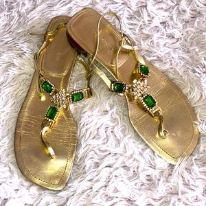 Enzo Angiolini Rhinestone sandals in Gold, Size 10/Eur 40.5